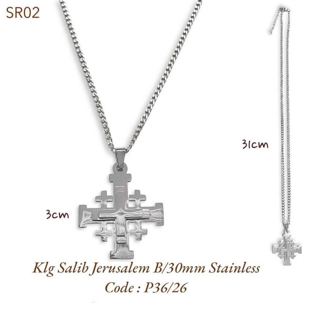 Kalung Salib Jerusalem Besar 30mm P36/26 - Kalung Salib - Liontin Salib - Kalung Jerusalem - Kalung 