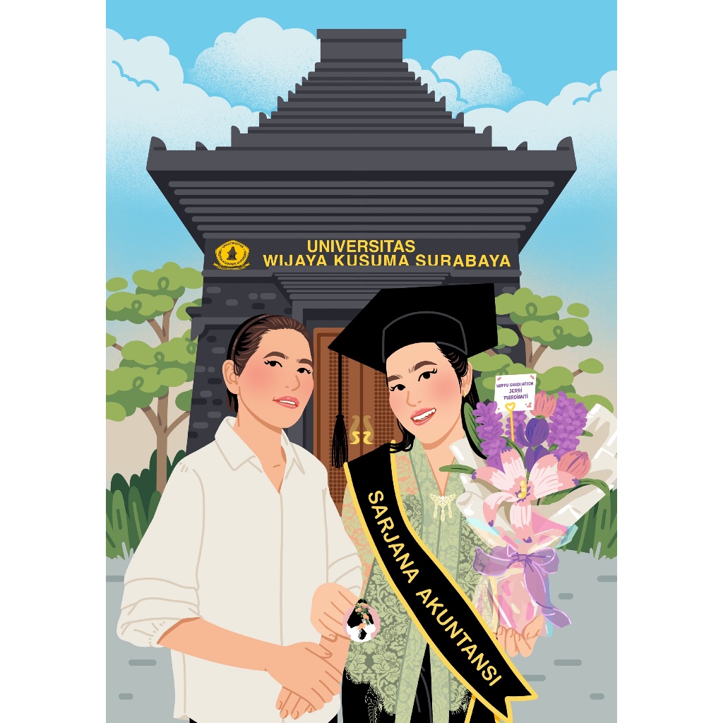 ILUSTRASI WISUDA | Ilustrasi kartun | Ilustrasi wajah | kartun wajah | kado wisuda