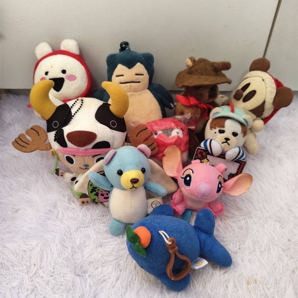 Preloved Ganci Mini Doll Snorlax Rabbit Pinguin Mickey Stitch Angel Hirokun Paus Kangguru Jay Ikon C