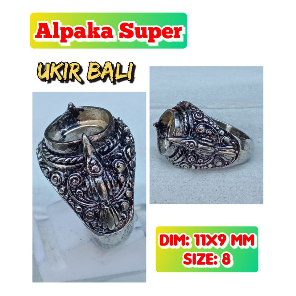 cincin emban batu akik batu permata alpaka super ukir Bali.04