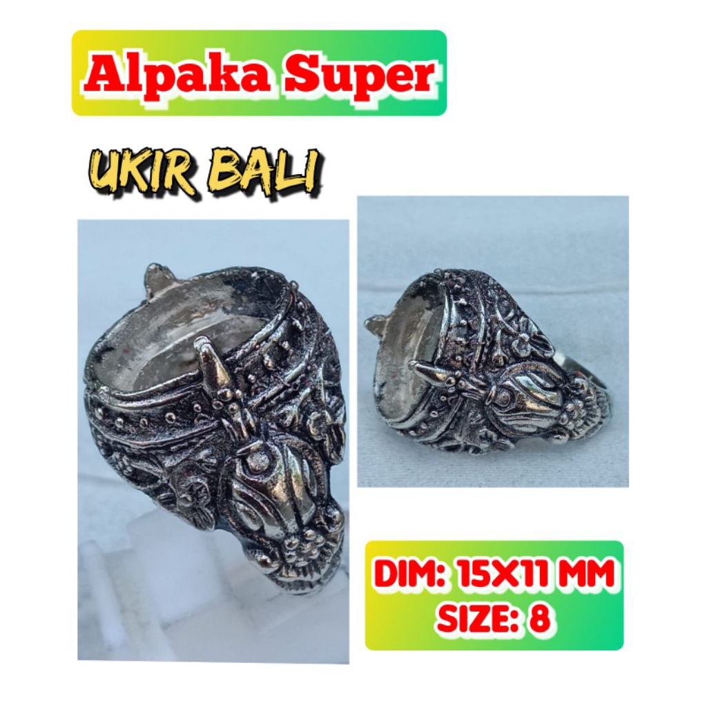 cincin emban batu akik batu permata alpaka super ukir Bali.09