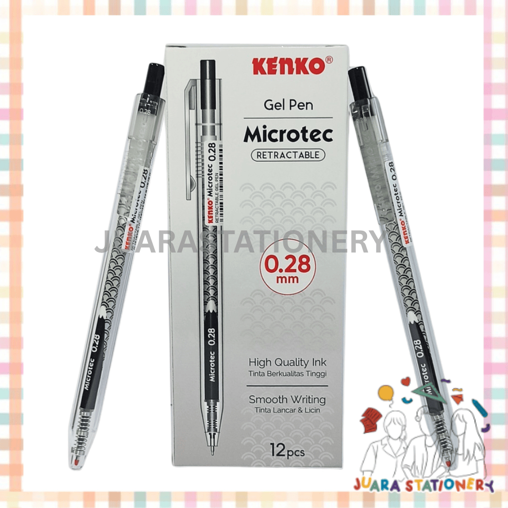 

(2009) JUARASTATIONERY Pulpen Kenko Gel Pen Tinta Hitam Microtec 0.28 mm [PER LUSIN] / Pena Pen