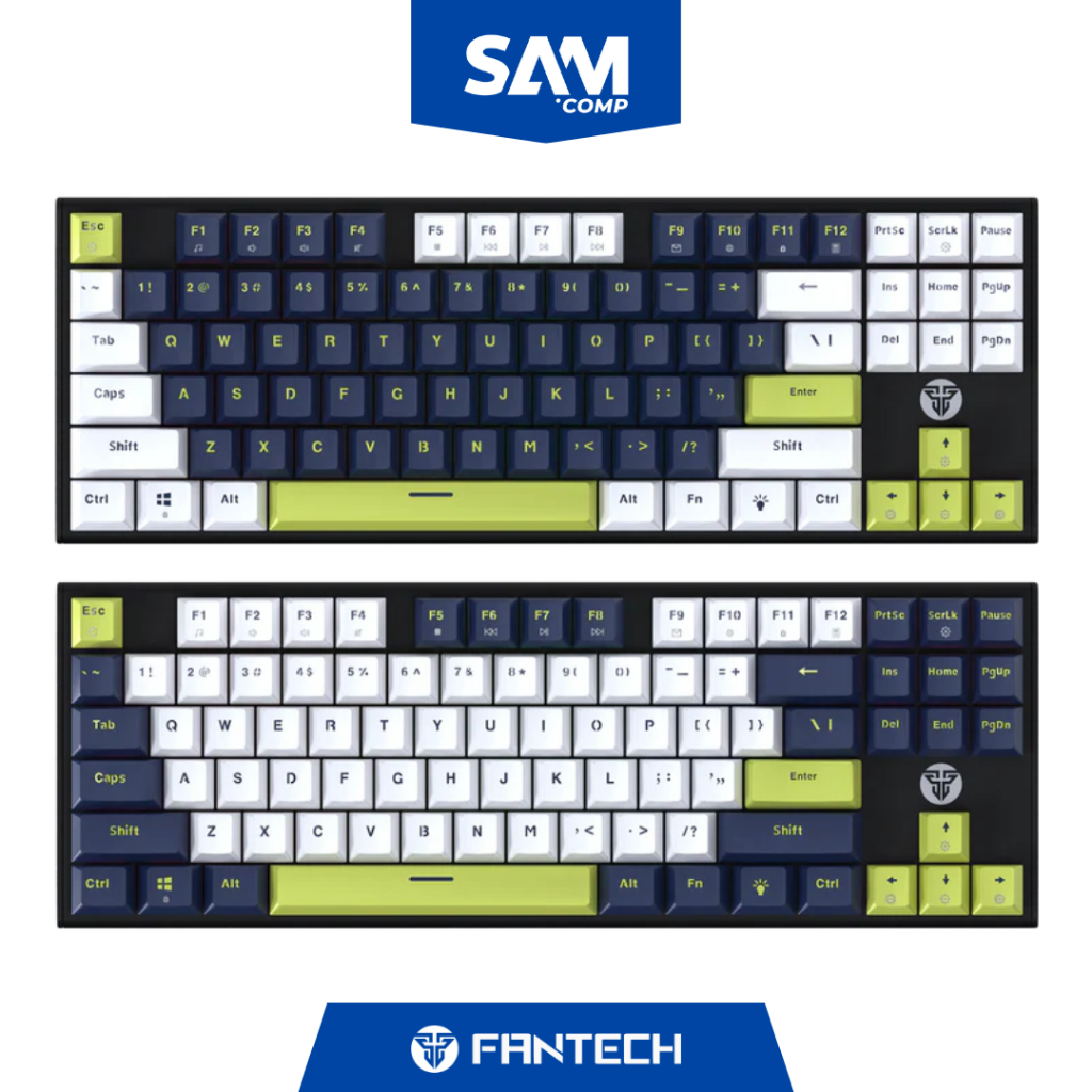 Fantech ATOM-87S MORI Mechanical Keyboard TKL 87 Tombol Hot-Swappable RGB Wired USB-C - Navy/White