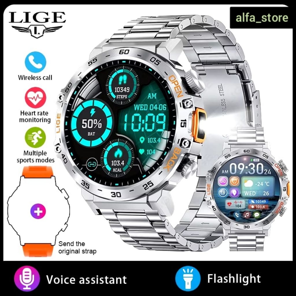 Jam Tangan LIGE SMARTWATCH PRIA layar 1,51"