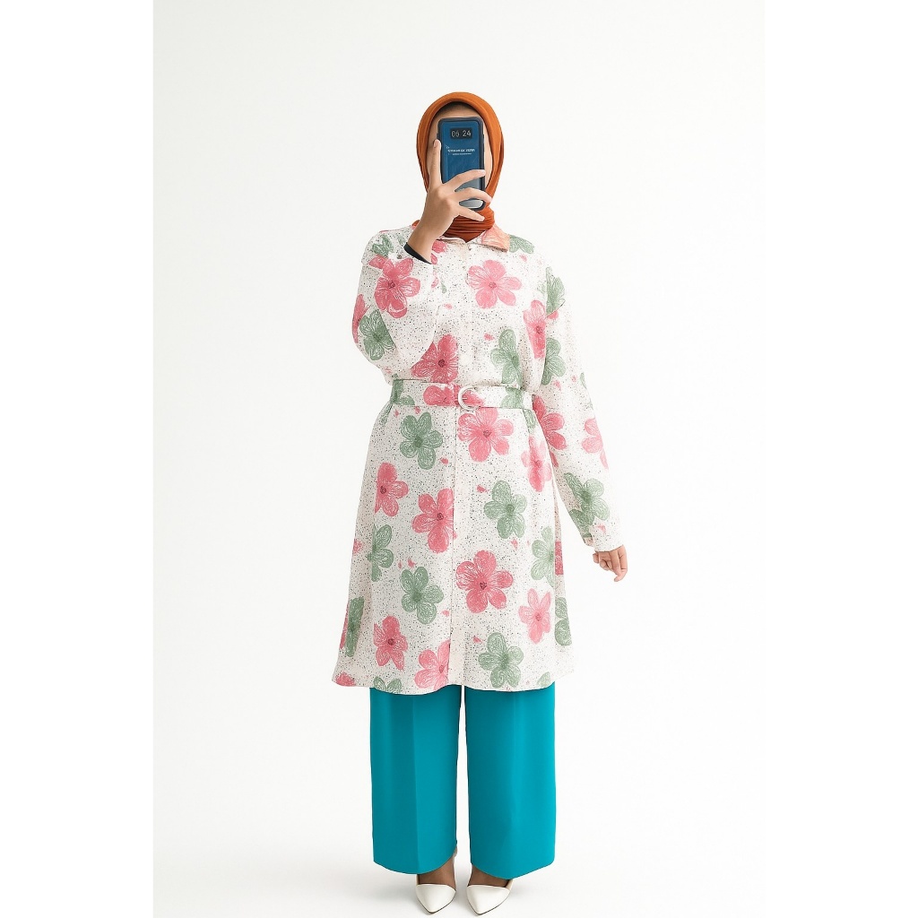 Setelan Tunik Crinkle/ Tunik Flora / Set Tunik Muslim /One set tunik bunga / One set tunik jumbo / O