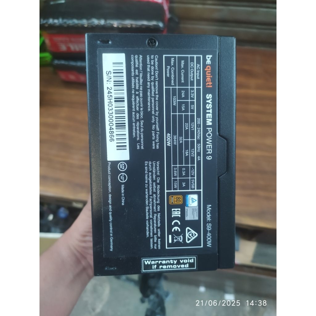 Psu Be quiet system power 9 400w 80+