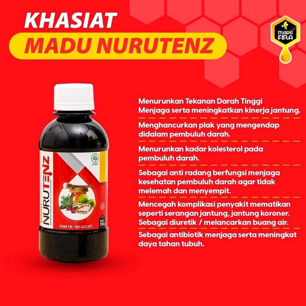 

Nurutenz Madu Herbal Alami Bantu Menurunkan Tekanan Darah Tinggi