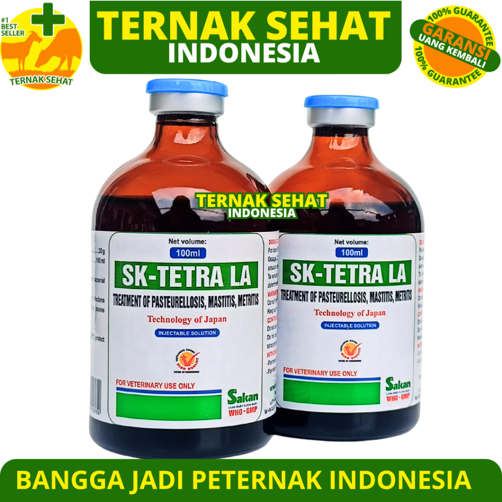 SK TETRA LA 100ML SAKAN - Antibiotik Hewan Spektrum Luas Atasi Infeksi Pada Ternak Long Acting