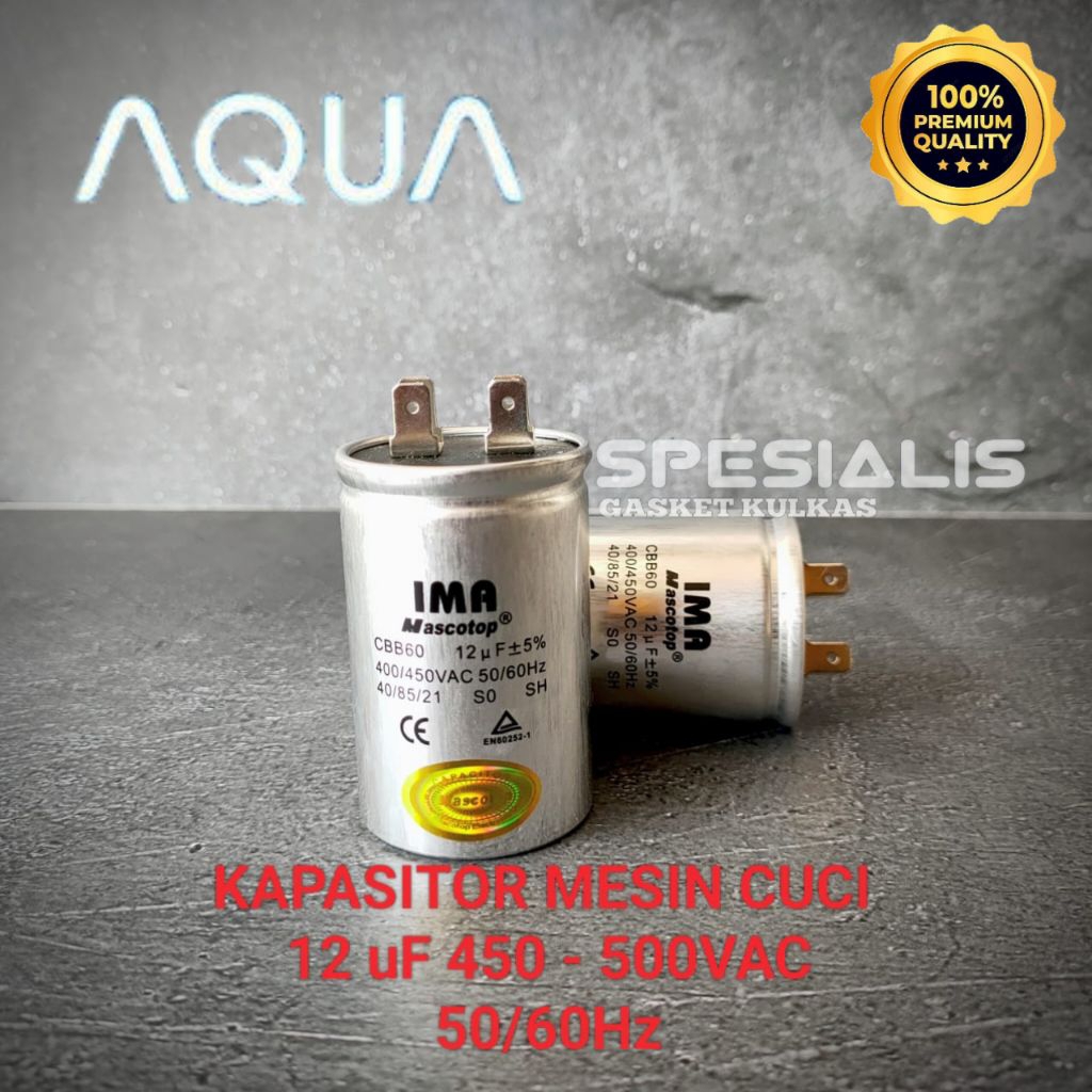 KAPASITOR MESIN CUCI 1 TABUNG 12 UF AQUA