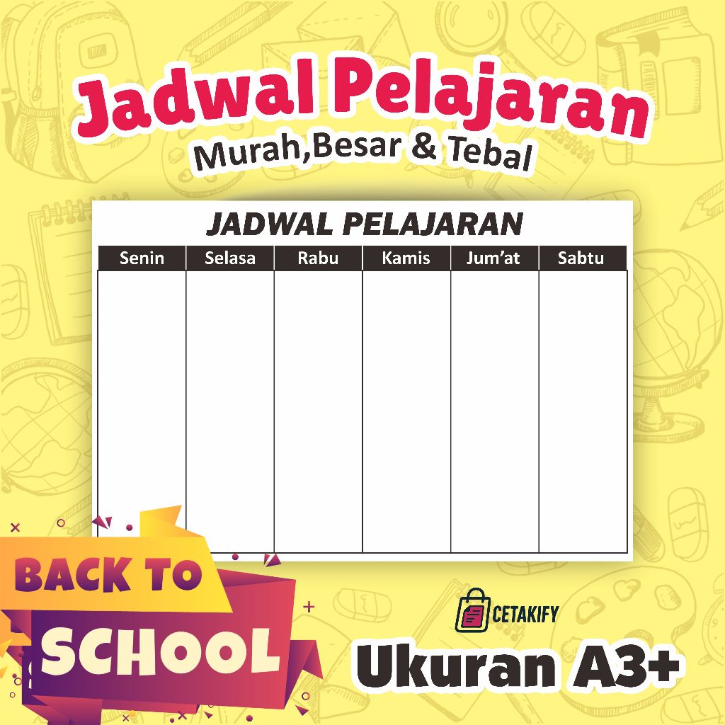 

Cetakify POSTER JADWAL PELAJARAN MINIMALIST A3 LANDSCAPE MURAH