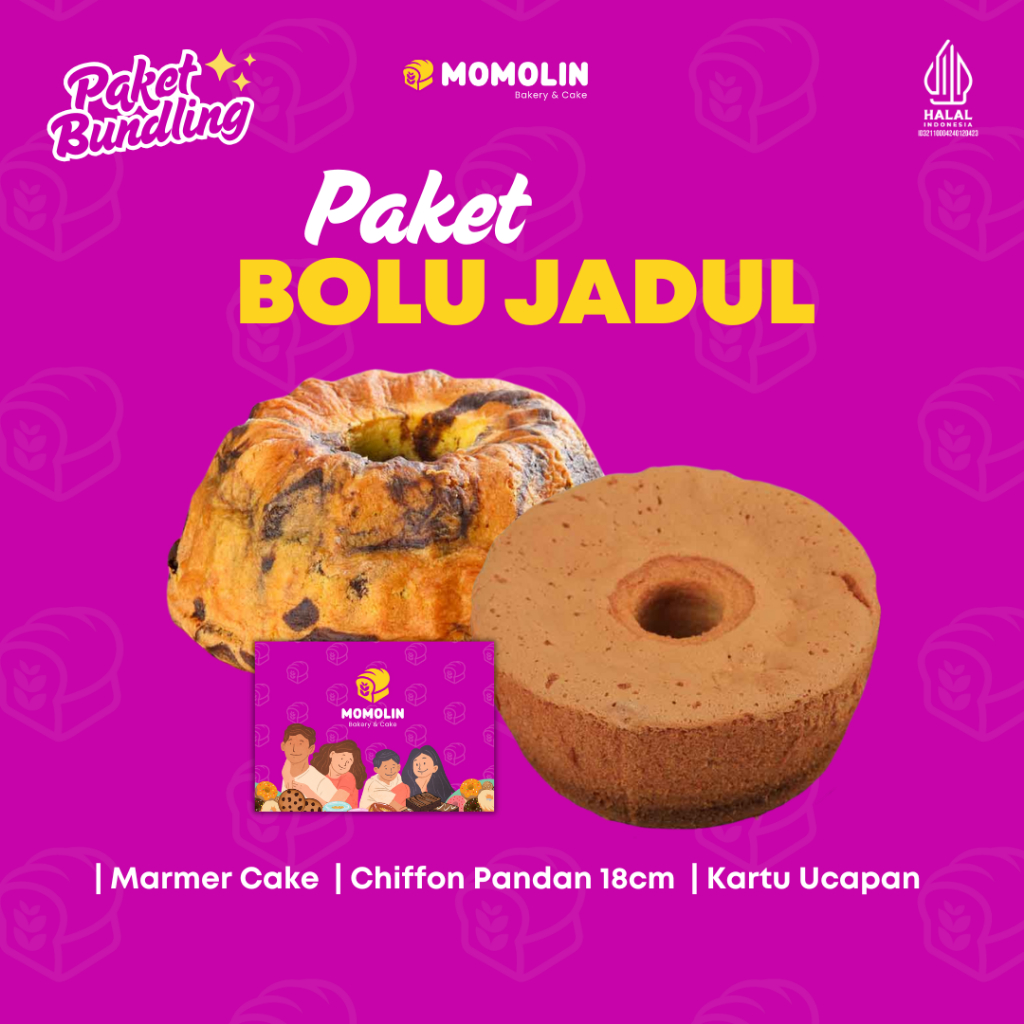 

Momolin Bakery - Bundling Cake Legendaris – Bolu Marmer & Chiffon Pandan Lembut - Paket Bolu Jadul - Bolu dan Bingkisan - Paket Bolu 2 Rasa - Hampers Kue Rumahan – Tekstur Lembut, Rasa Nostalgia