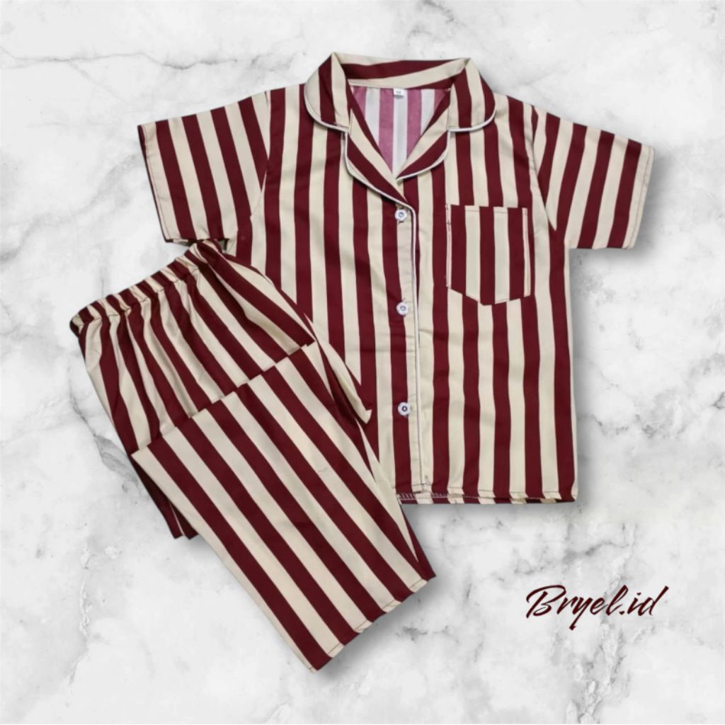 Setelan Anak Baju tidur Salur Unisex Anak umur 1-12tahun