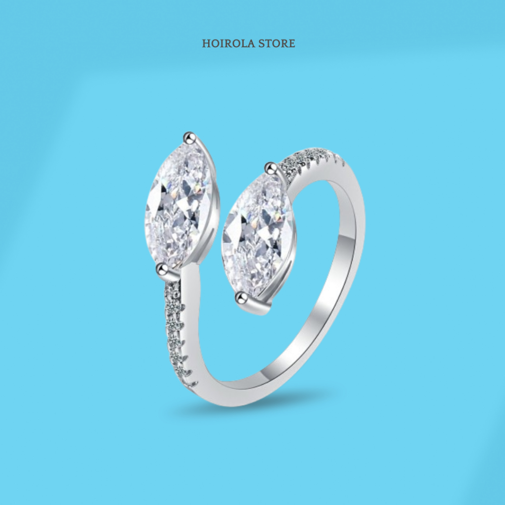 Hoirola - Cincin Double Berlian S925 Adjustable Import