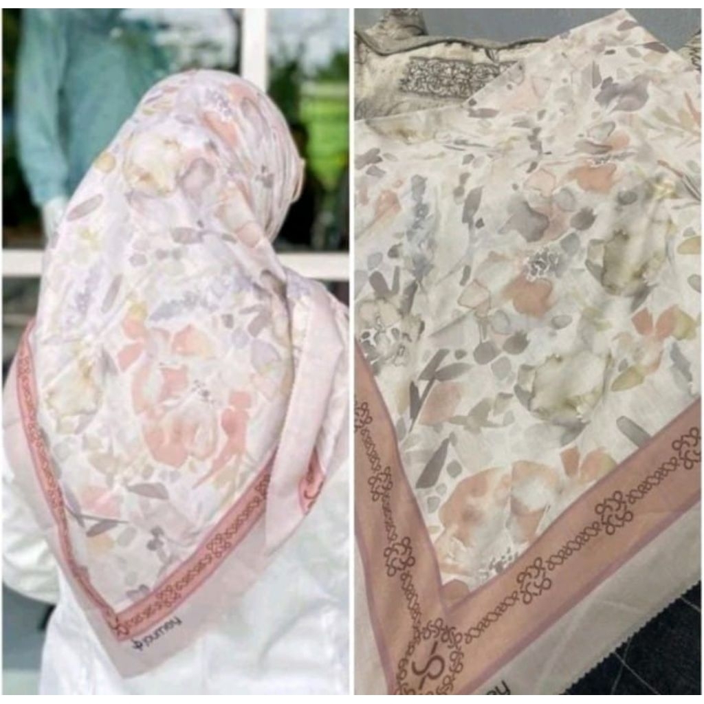 KERUDUNG SEGI EMPAT HIJAB MOTIF SUBLIME KODE 209 PUTIH TULANG DUSTY