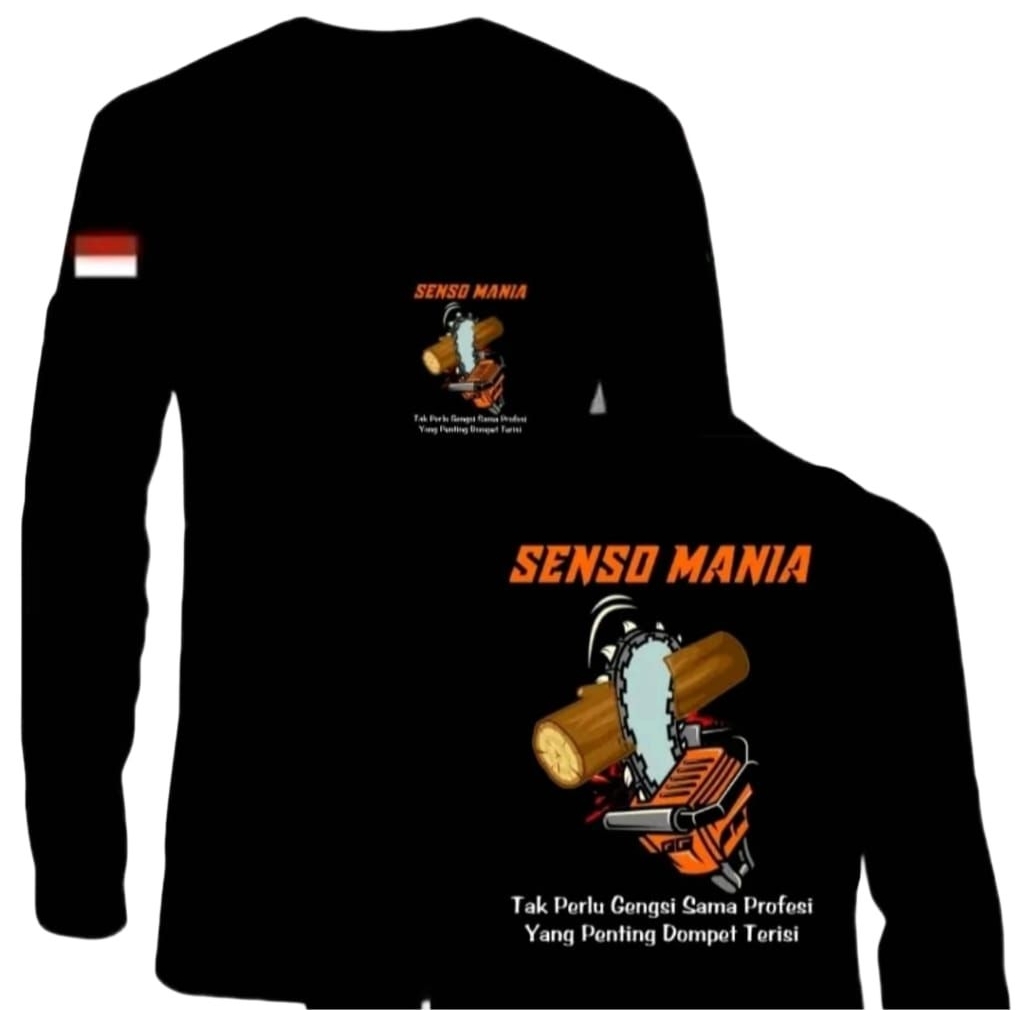Kaos Lengan Panjang Senso Mania Corak Oren