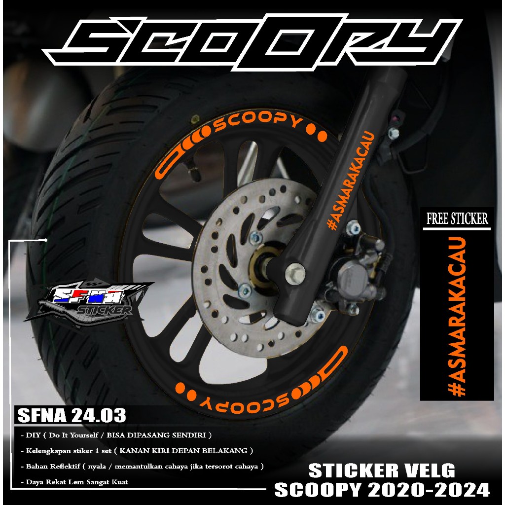 Sticker Cutting Velg SCOOPY Free Stiker Aksesoris Cutting Sticker Velg Honda Scoopy 2020-2024 List P