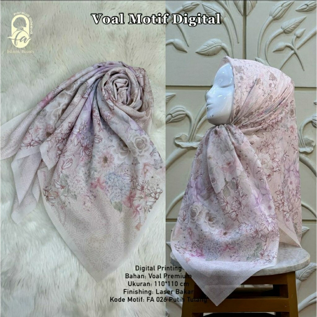 AK hijab motif/ print digital seragam voal lc ( 110 × 110 cm )