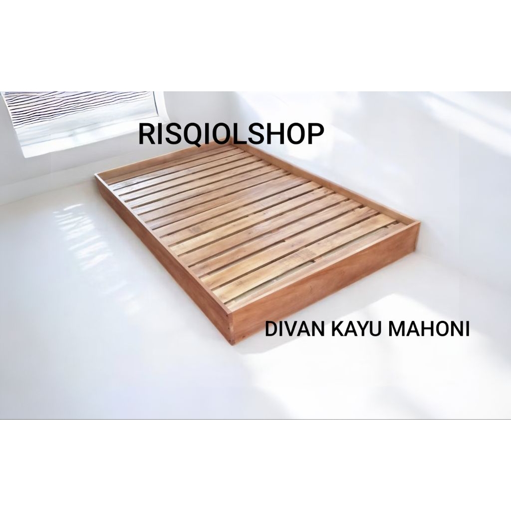 divan kasur tanpa laci, asli kayu mahoni, full kayu, jaminan kualitas