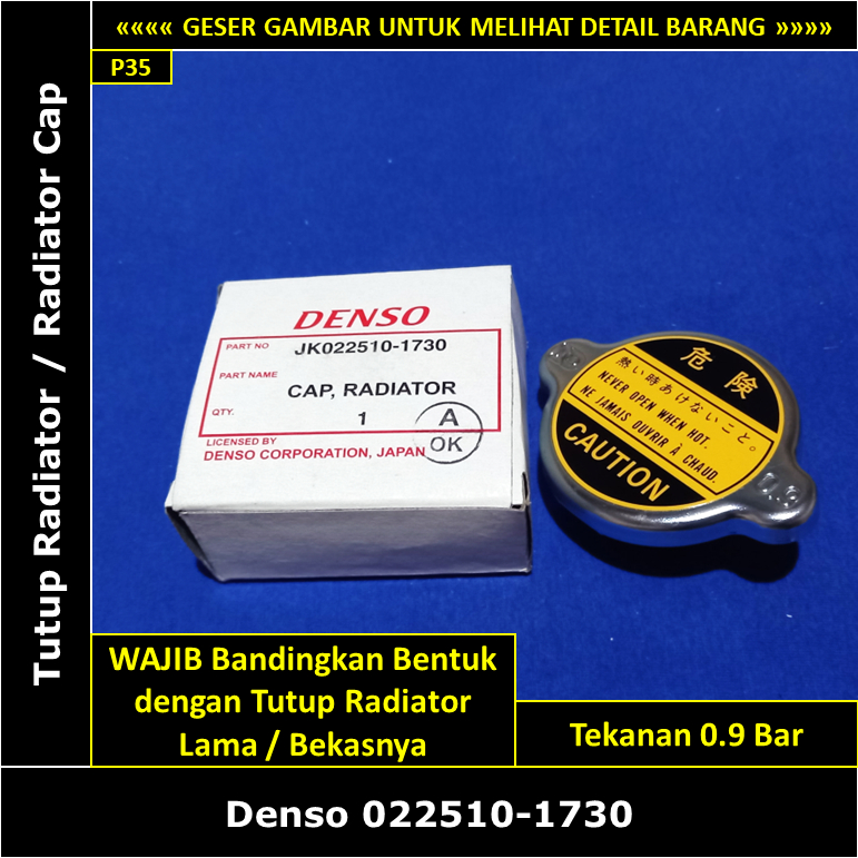 Tutup Radiator Toyota Corona 2000 cc 18R RT104 1975-1978 Denso JK022510-1730 Radiator Cap