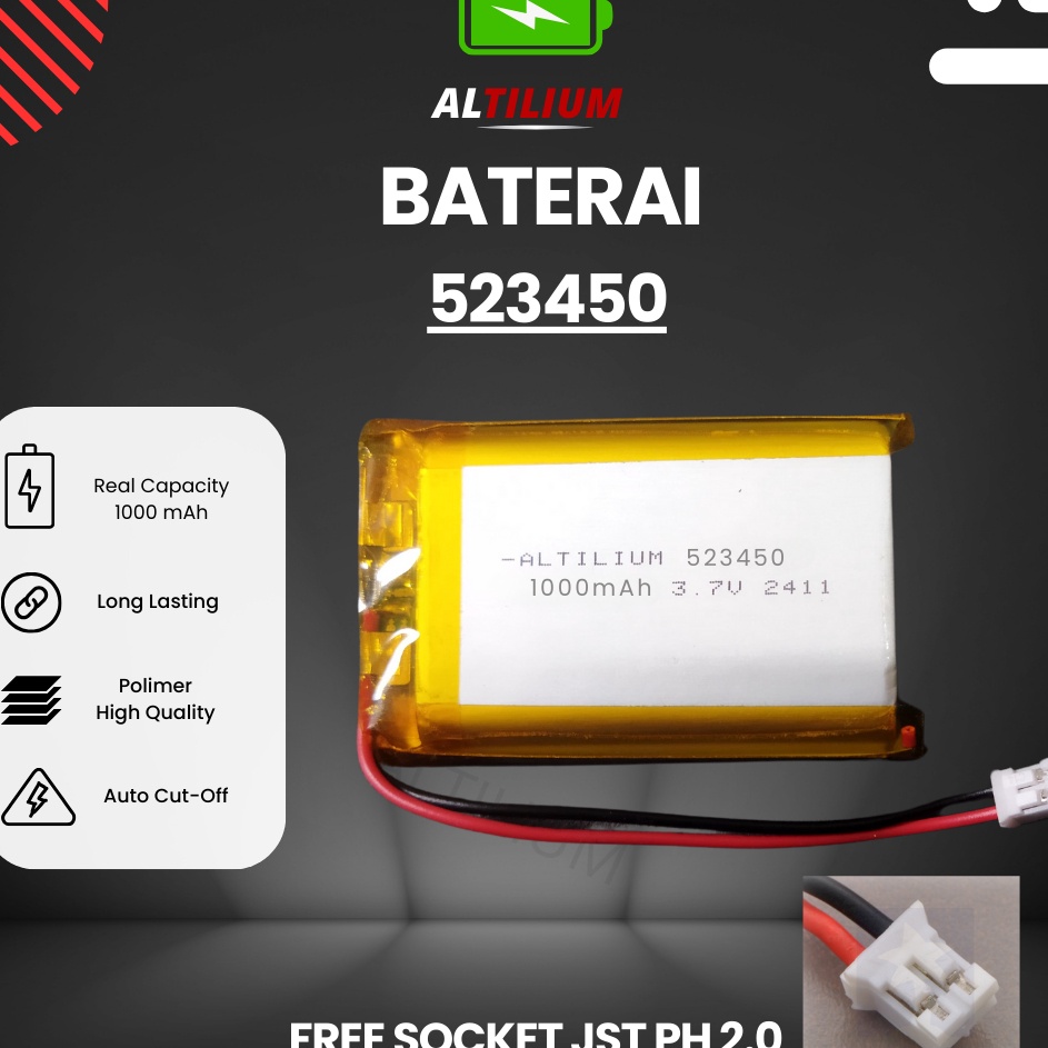 Baterai musik box mp3 52345 Japan Quality ALTILIUM