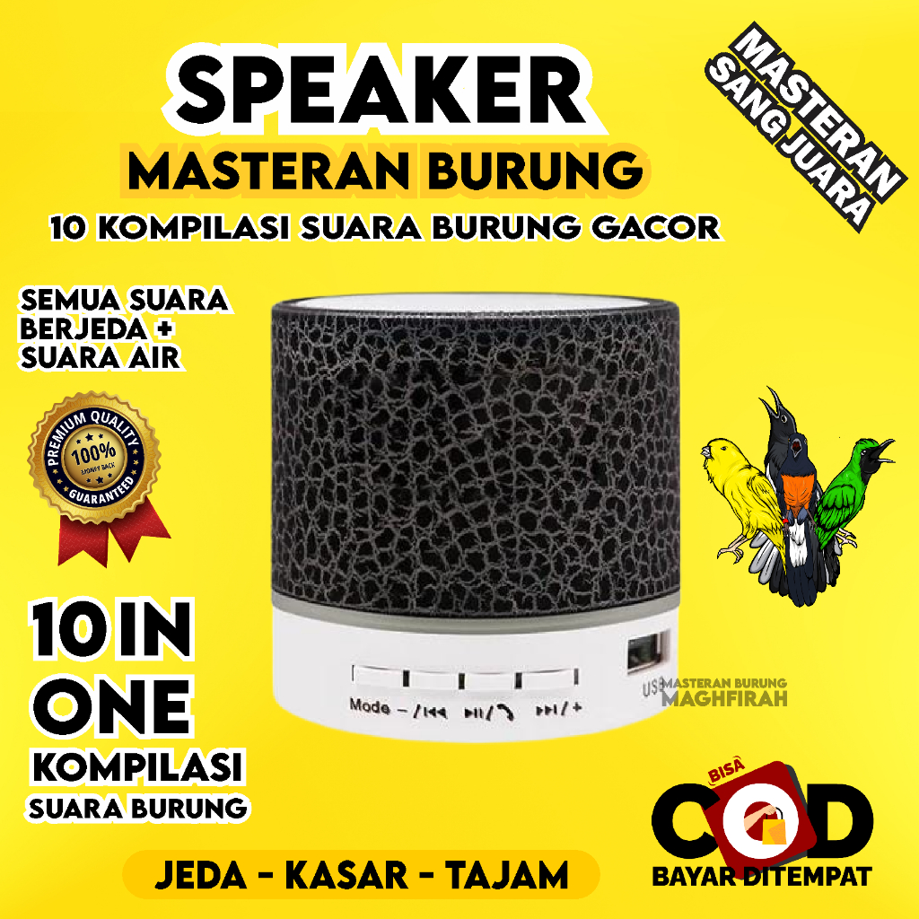 Speaker Masteran Burung MP3 JUARA  KOMPILASI 10 LAGU IN ONE  SPEAKER LED MINI