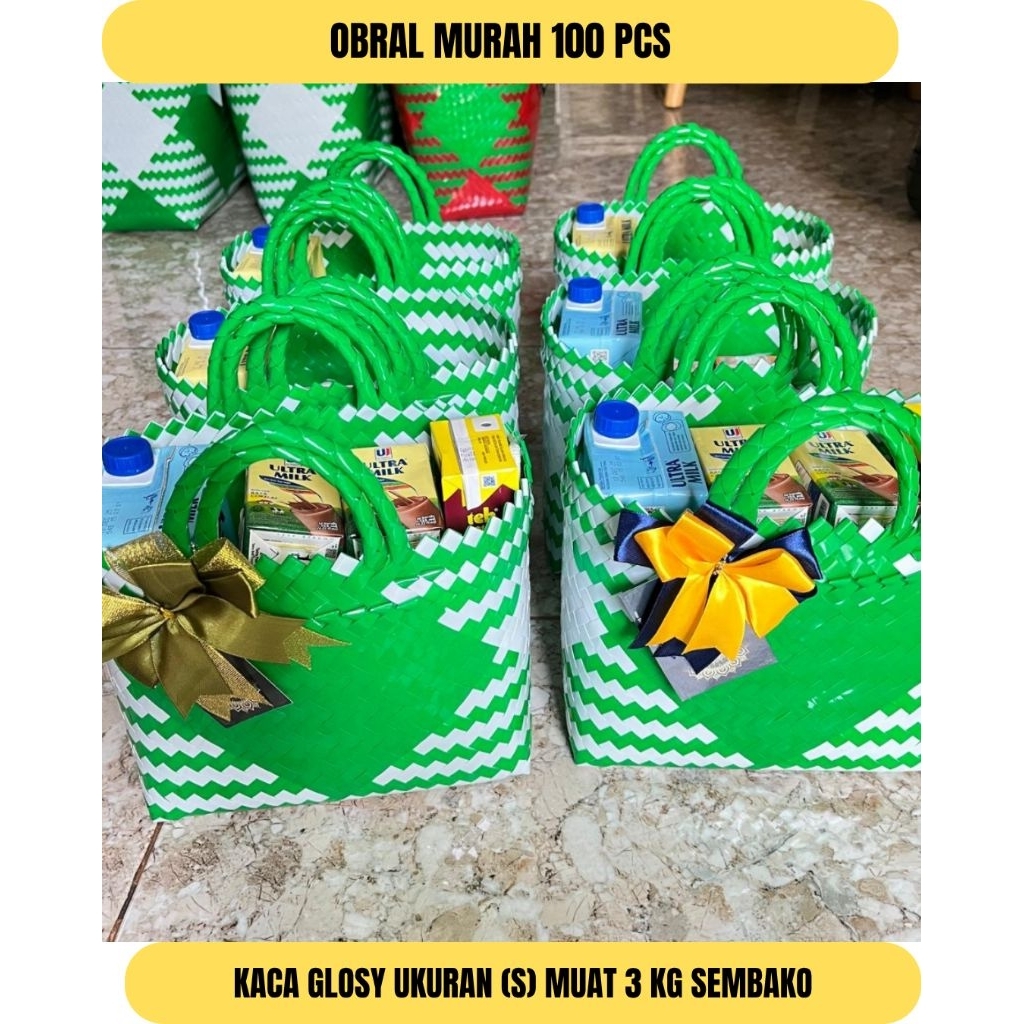 PAKET OBRAL 100 PCS Anyaman plastik GLOSY (S) totebag bingkisan sembako 3kg