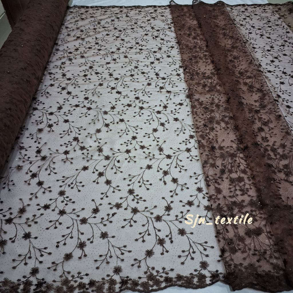 PROMO Kain Tile Akar Mutiara Gliter / Bahan Brokat Gliter Mutiara / Harga Persetengah Meter