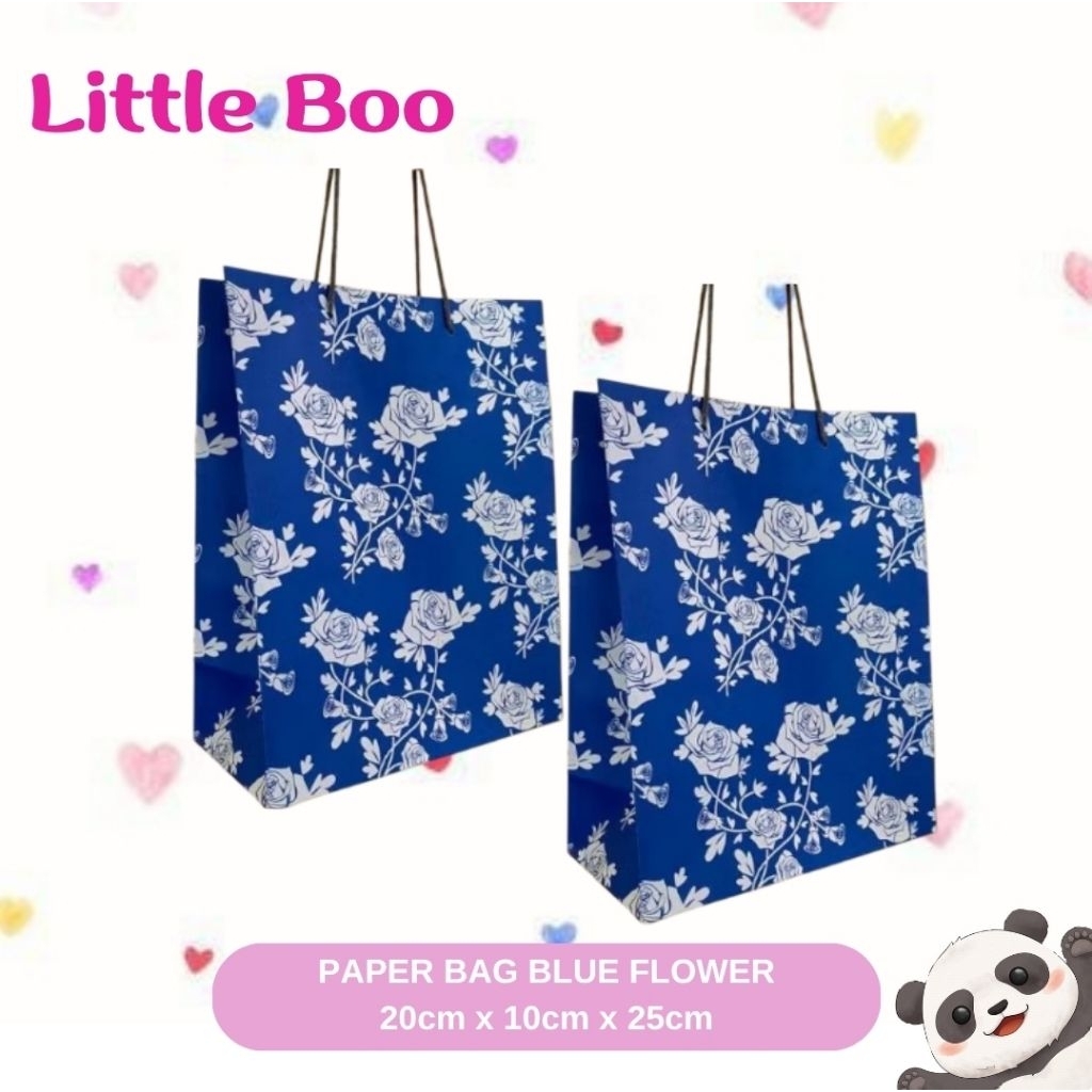 

Paper Bag Kantong Kertas Tali Motif Bunga Biru
