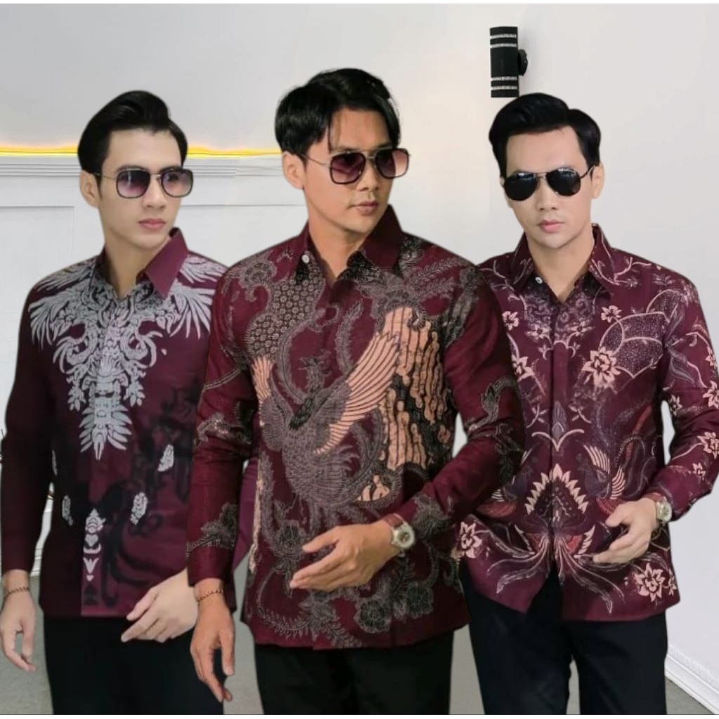 Baju Batik Pria Slimfit Lengan Panjang Non Full Furing Ero Warna Biru Denim