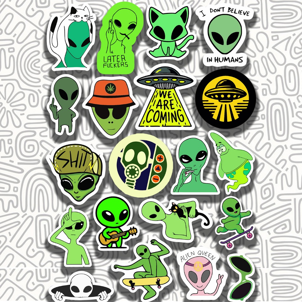 Stiker Helm Alien Aesthetic || Stiker Laptop HypeBeast Alien