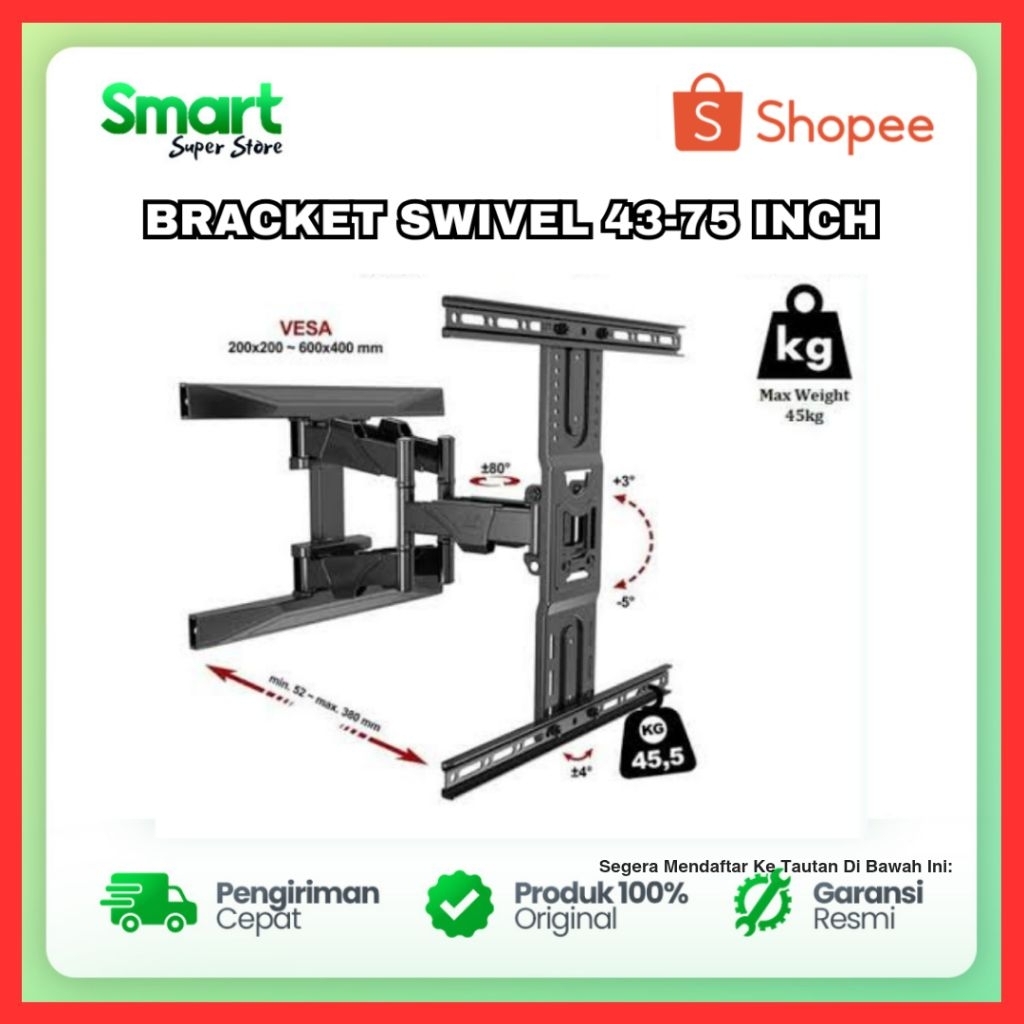 BRACKET TV SWIVEL PREMIUM 43-75 INCH