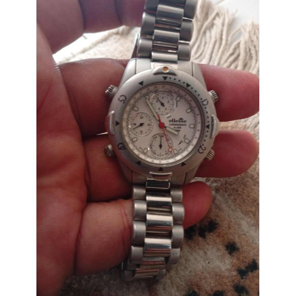 ELLESSE CHRONO Tombol4 Ori jam saja Normal rantai bs b bb 65kg an size 36mm sampe knop bip alarm gk 