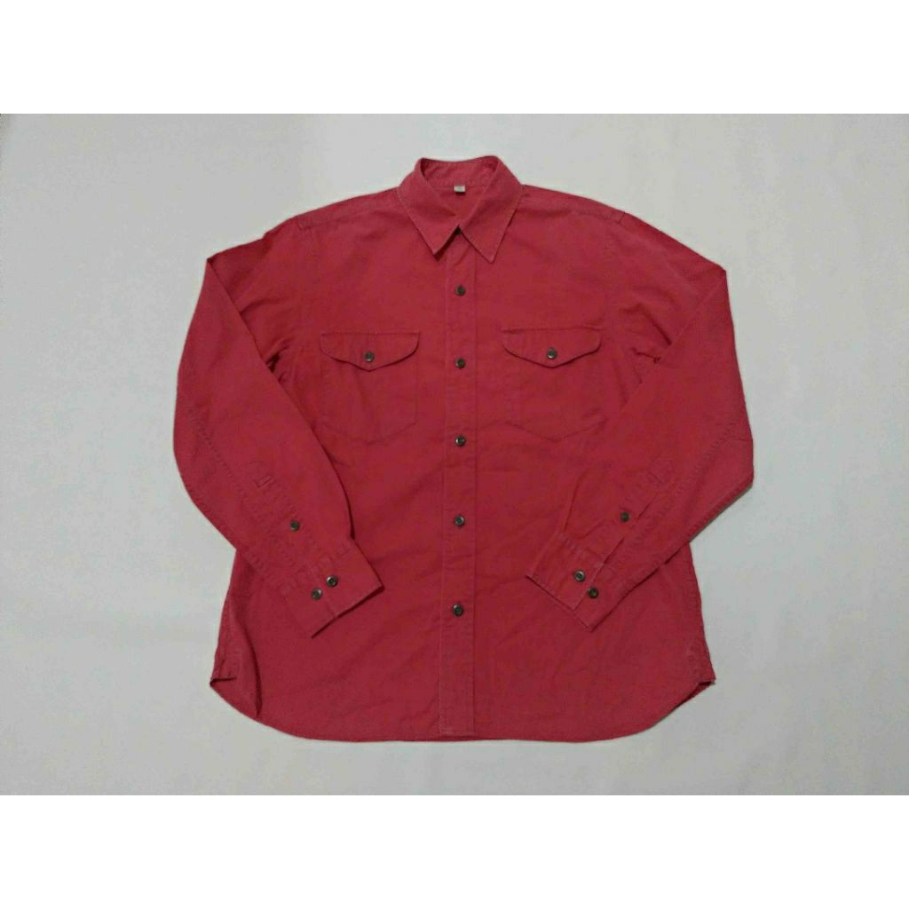 KEMEJA UNIQLO WASHED RED MILITARY WORK SHIRT