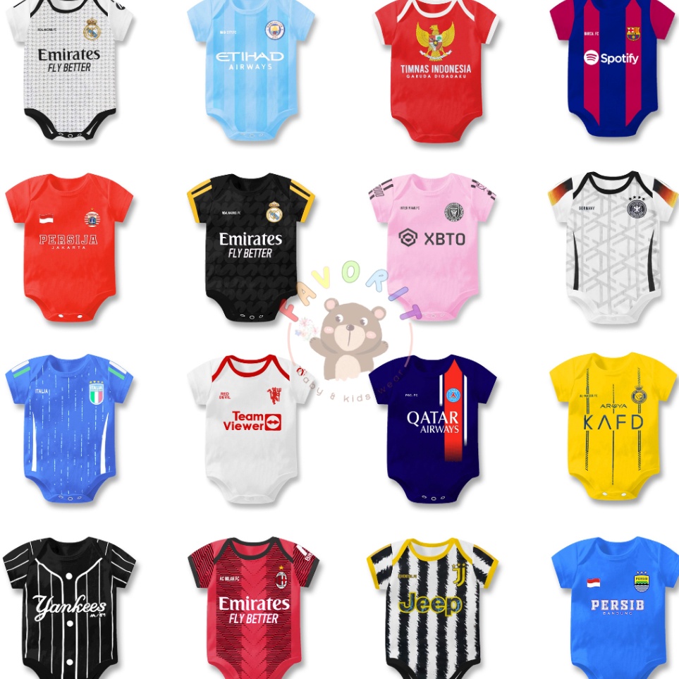 Terbaru Jumper Bola Bayi  Jersey Bola Baby  Set Jumper Bayi Laki Perempuan  Baju Bola Bayi  Romper B