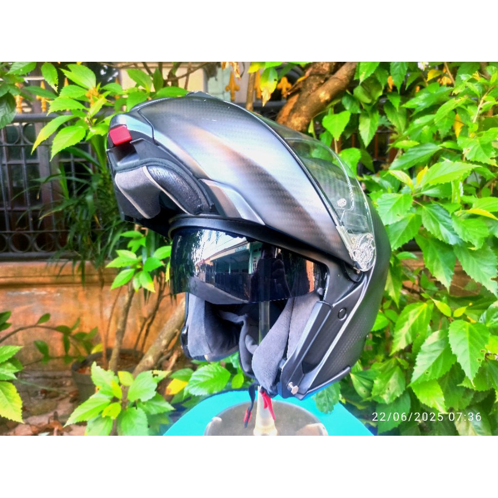 Helm Modular AGV Sportmodular Carbon Matte + Intercom Freedcon R1 (S)