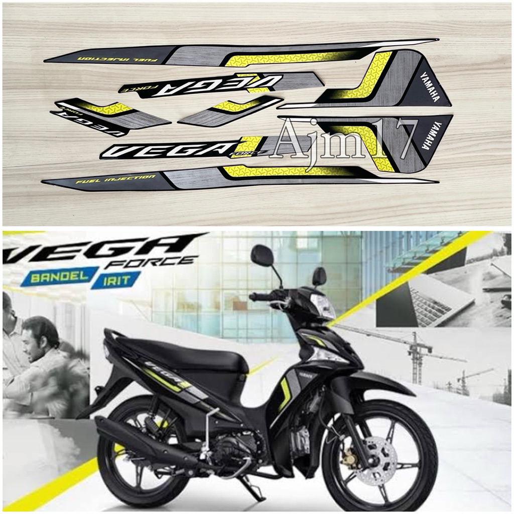 STIKER STRIPING MOTOR VEGA FORCE 2021 HITAM LIS KUNING