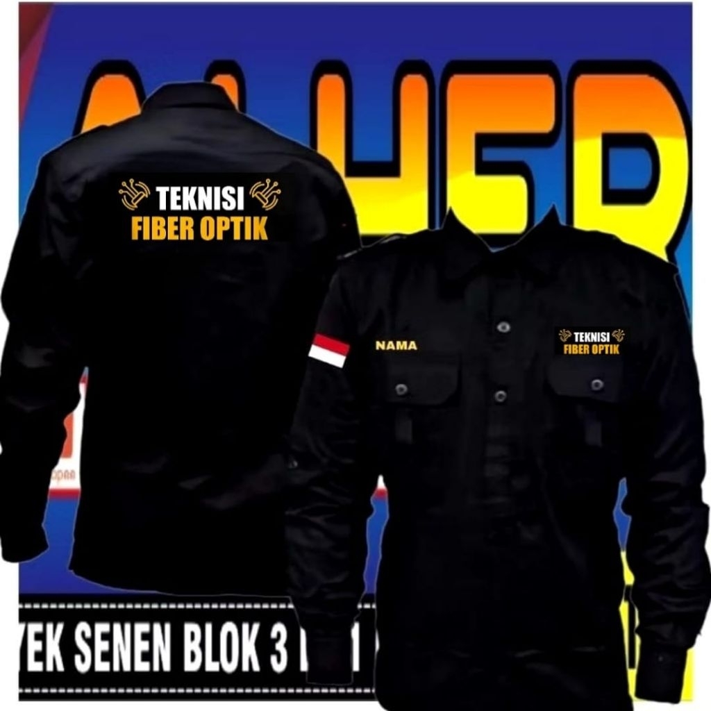 kemeja teknisi fiber optic baju teknisi fiber optic seragam teknisi fiber optic Pdh teknisi fiber op