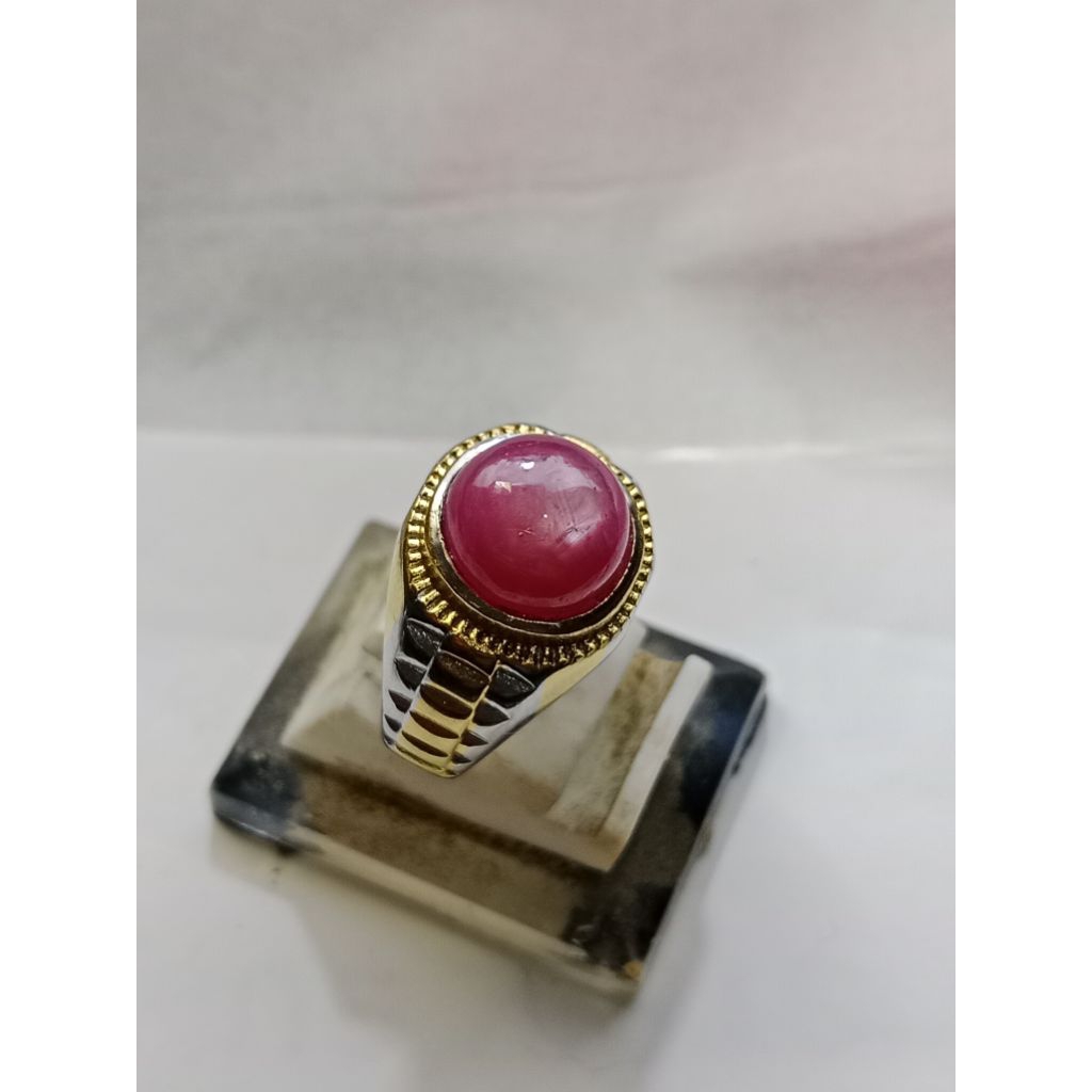 cincin batu ruby star ring titanium