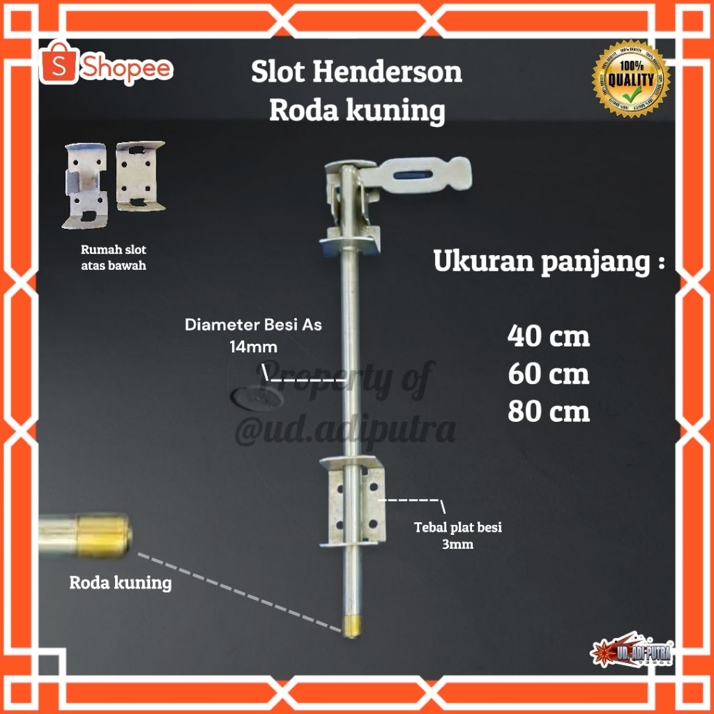GRENDEL SLOT BAWAH PANJANG 40 CM 60 CM 80 CM | AKSESORIS PINTU HANDERSON GEBYOK | SLOT BAWAH PINTU G