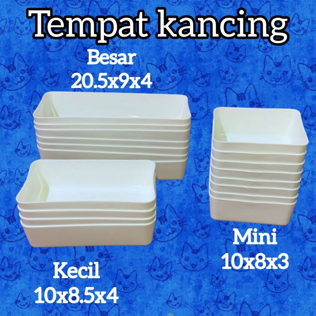 TEMPAT KANCING / WADAH PERSEGI PUTIH POLOS UK. BESAR/KECIL/MINI