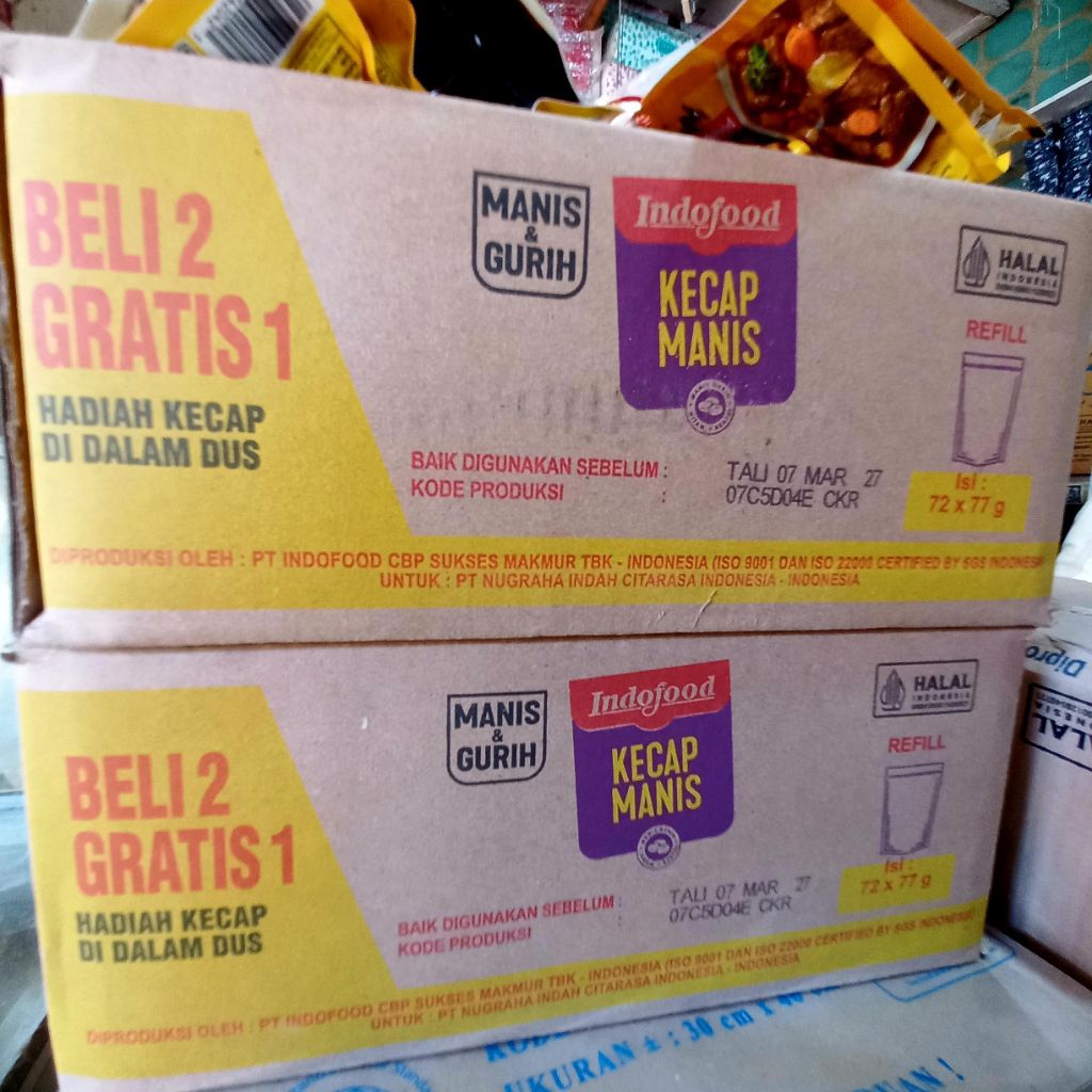 

Kecap manis Indofood / 1 dus kecap manis indofood 2000/ isi 72 pcs x 77g