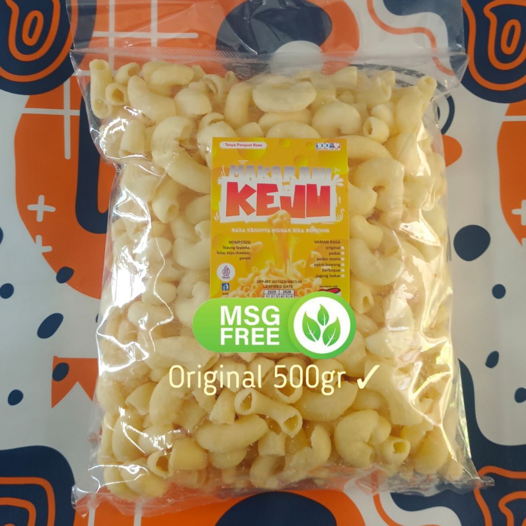 

Makaroni Cheese cemilan keju Renyah Non Msg Original 500gr