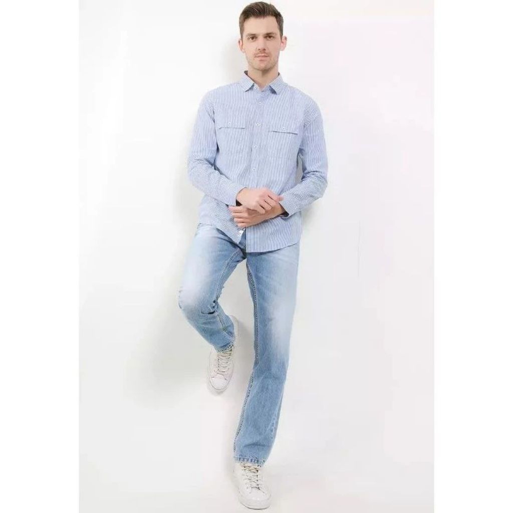 Kemeja Pria LOIS Original Bahan Katun Motif KLL425