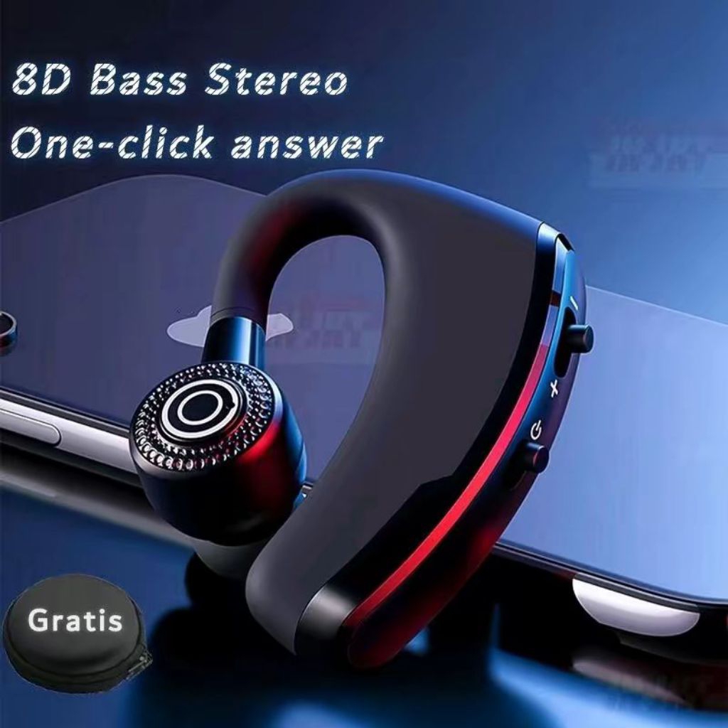 Headset Bluetooth V9 / V8 8D BASS Wireles Earphone Business Sport