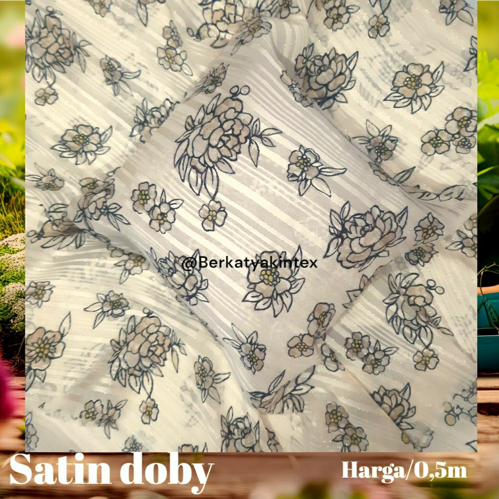 kain satin doby salur motif bunga - kain satin motif bunga - kain doby motif bunga - kain satin moti