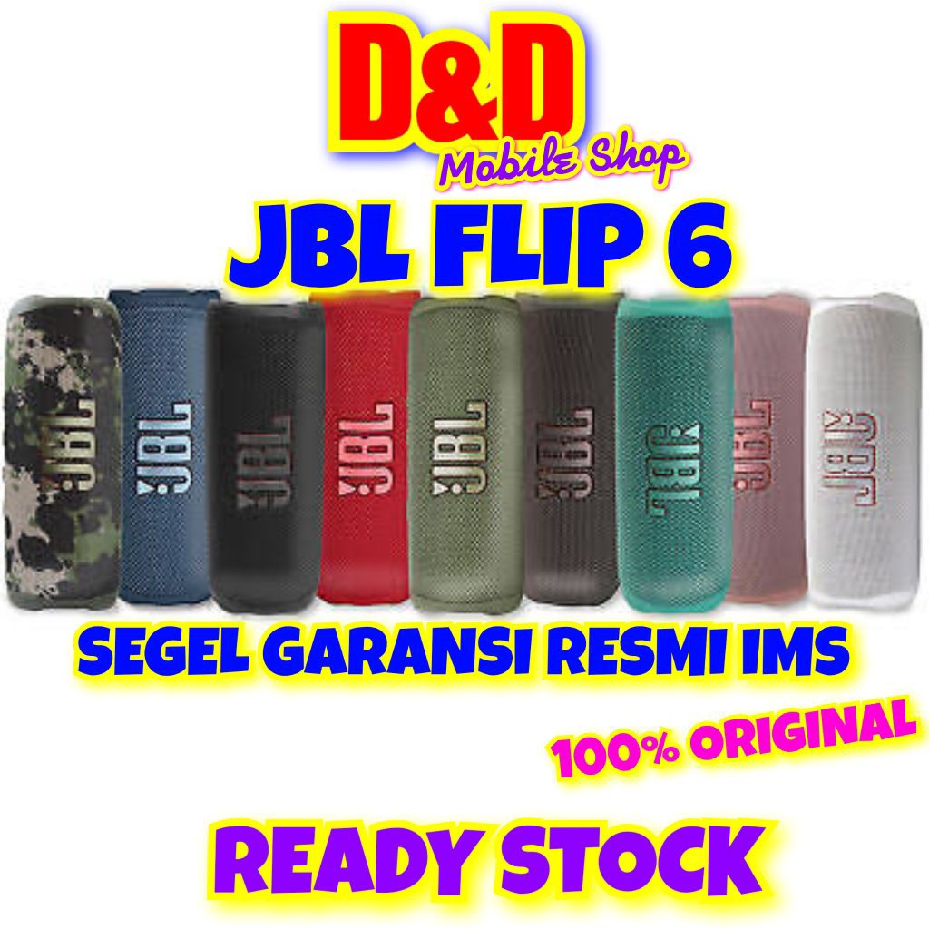 JBL FLIP 6 WATERPROOF PORTABLE BLUETOOTH SPEAKER 100% ORIGINAL GARANSI RESMI