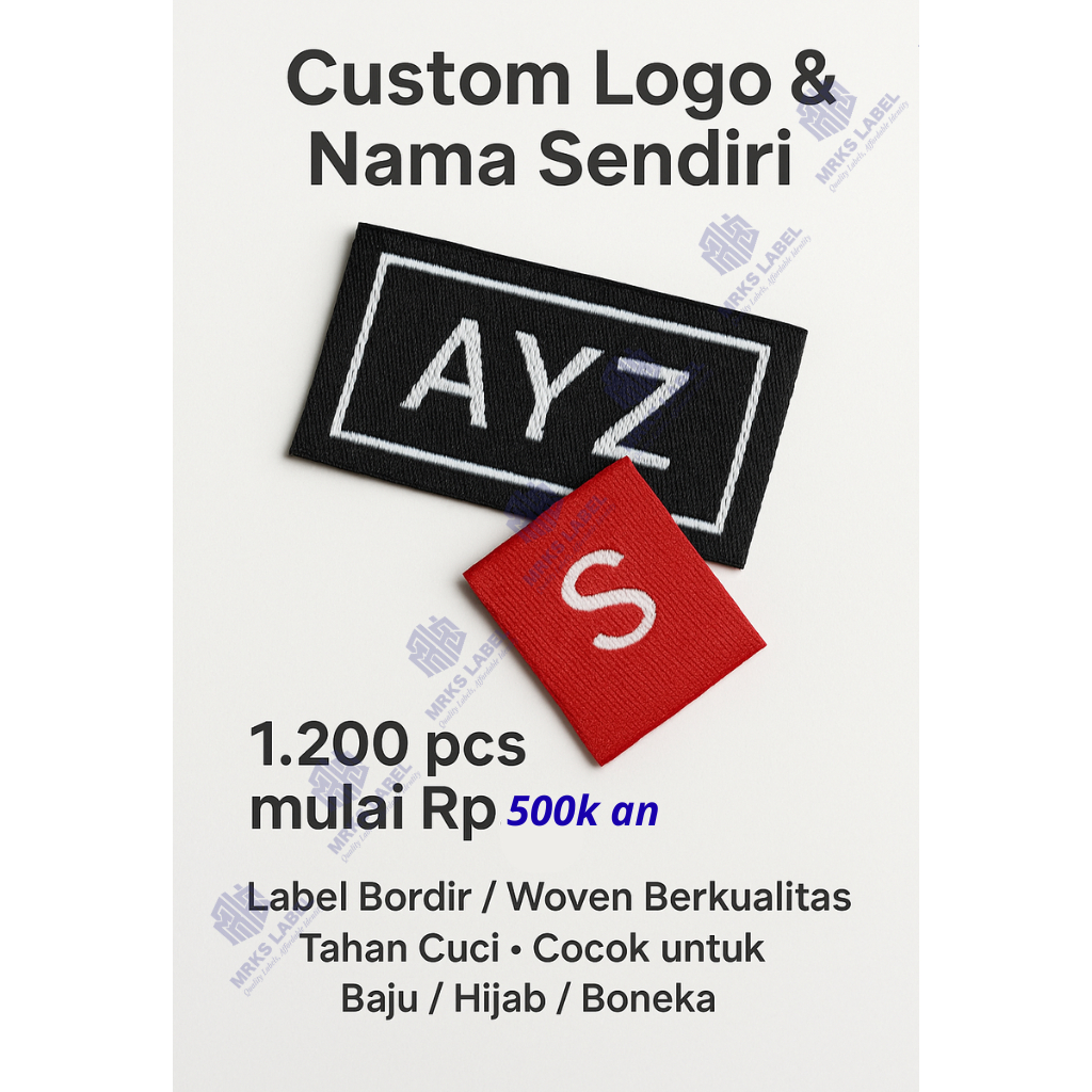 Label Bordir Woven Custom – Bisa Nama Sendiri / Logo Usaha