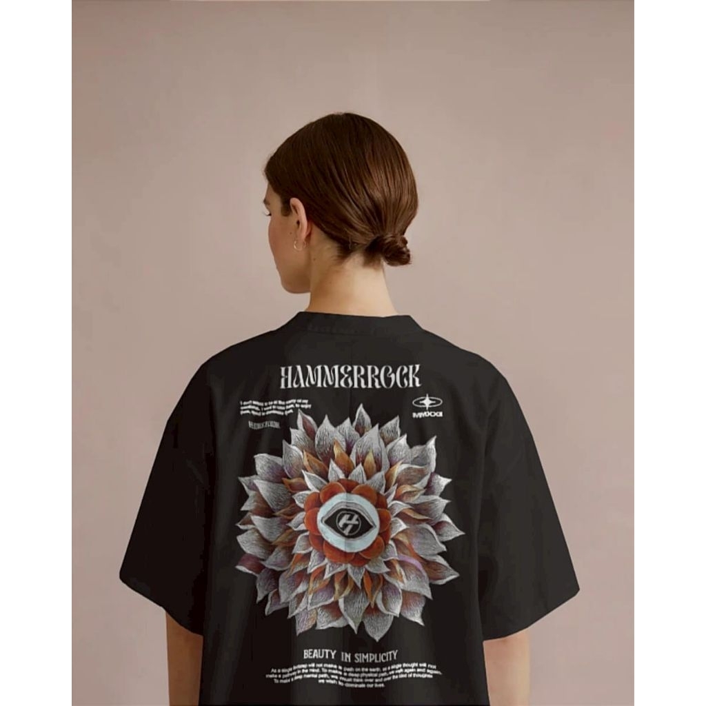 Kaos Over Size Hammer Rock M L XL - Kaos Big Size Motif Bunga Bahan Cotton 20S Premium Kaos Lengan P