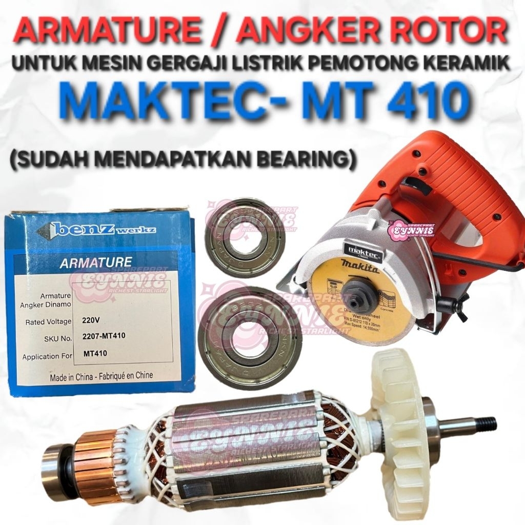 ARMATURE MAKTEC MT410 ANGKER ROTOR MESIN GERGAJI LISTRIK PEMOTONG POTONG KERAMIK MAKTEC MT 410 BENZ