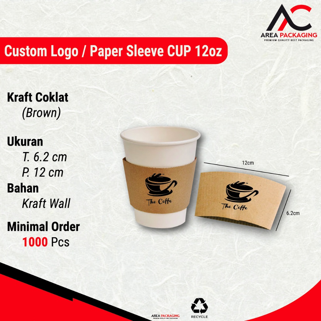 SLEEVE PAPER CUP 12OZ + CUSTOM LOGO
